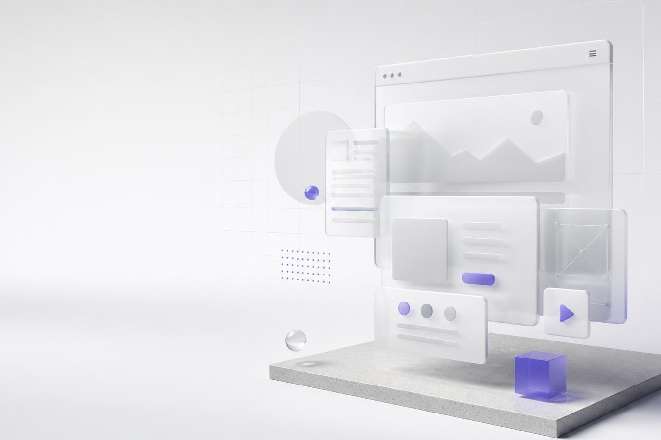 Illustration minimaliste de la création d'un site web vitrine